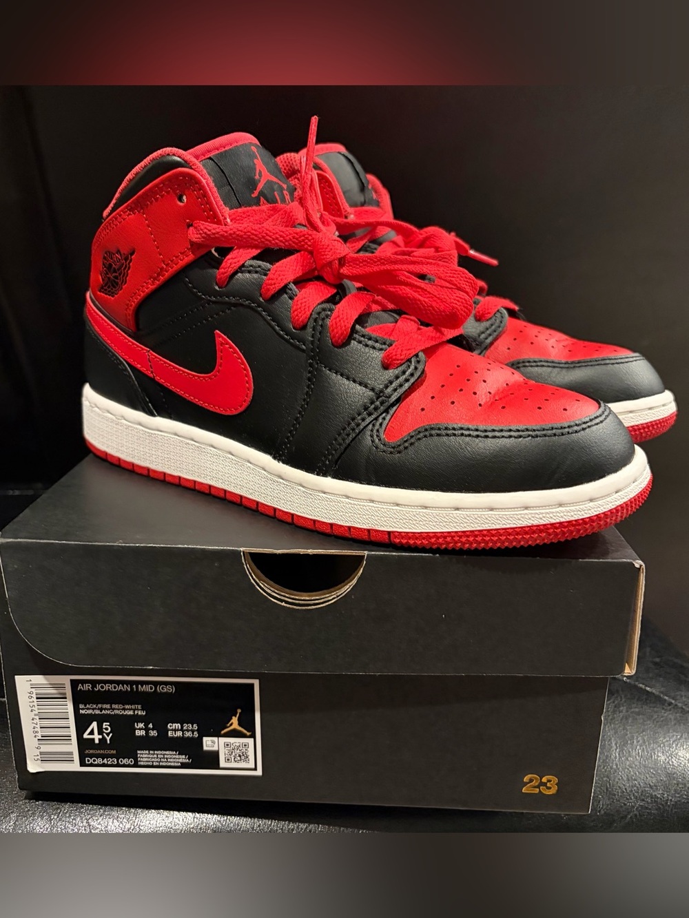 Nike Kids Shoes Red and White Size 4.5Y